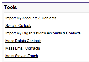 Salesforce Contacts Home Tools
