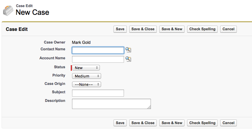 New Salesforce Case