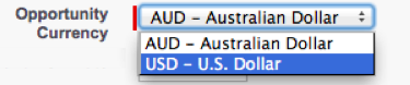 Salesforce multi-currency opportunity selection