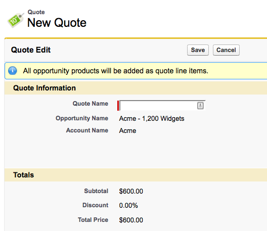 New Salesforce Quote