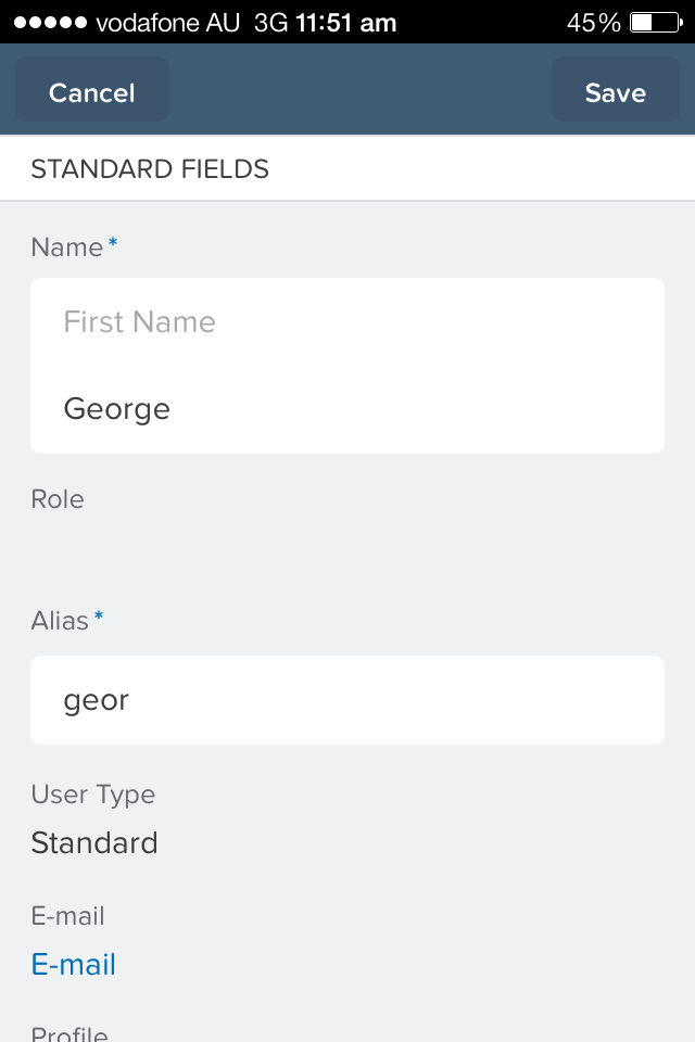SalesforceA User Edit