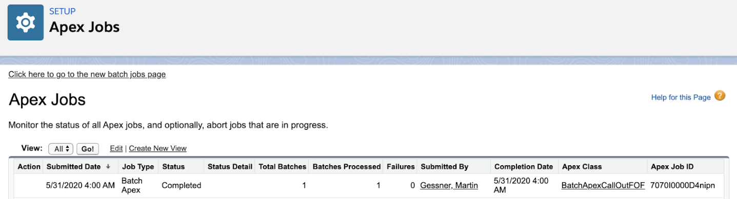 Monitor Batch Apex Job
