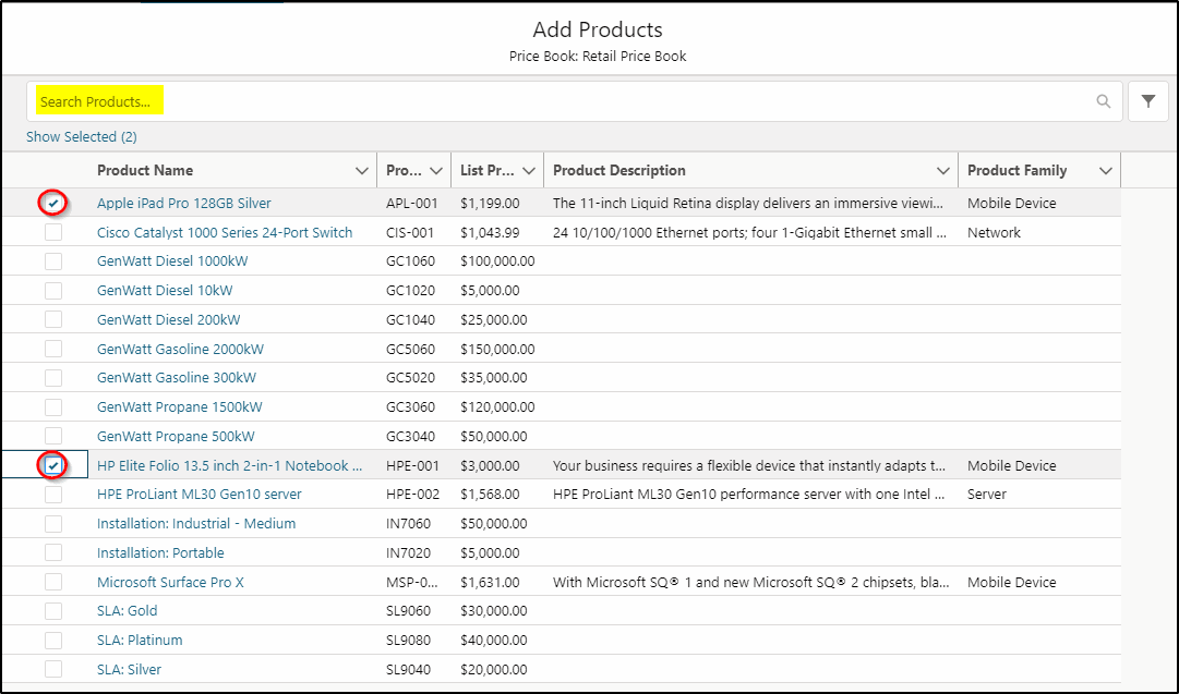 Screen Flows - Search Trough List of Products