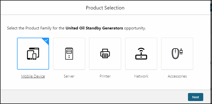 Screen Flows - Select a Product Family