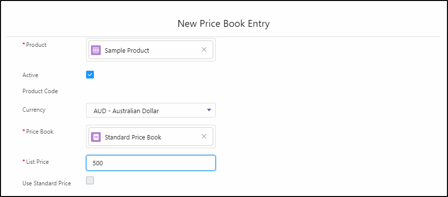 Screen Flows - New Price Book Entry