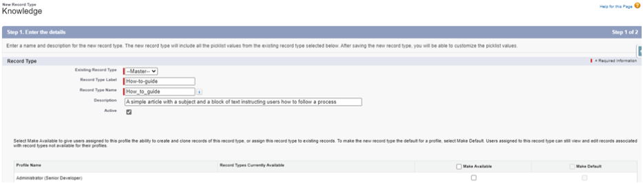 Select the existing record type you want to copy