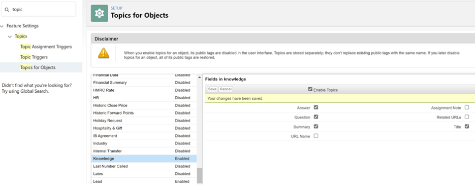 Topics for Objects in Salesforce