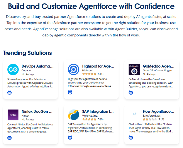 AppExchange for AI agents: AgentExchange solutions overview